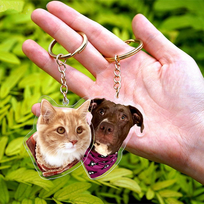 Custom Pet Portrait Photo Badge Reel Pet Keychain