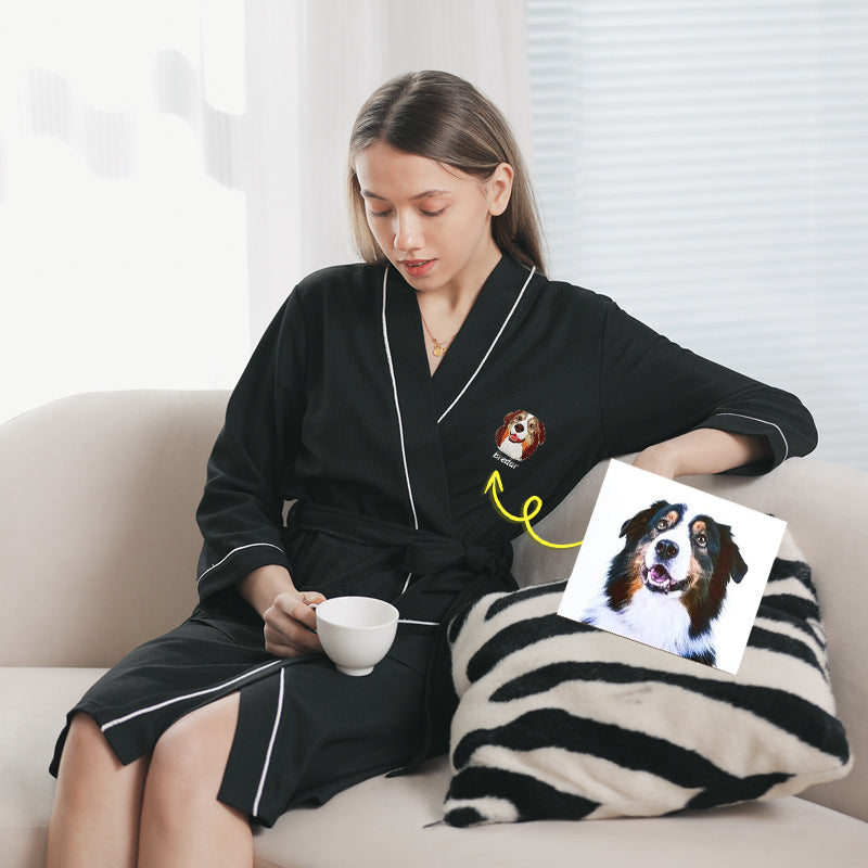 Custom Pet Portrait Embroidered Bathrobe