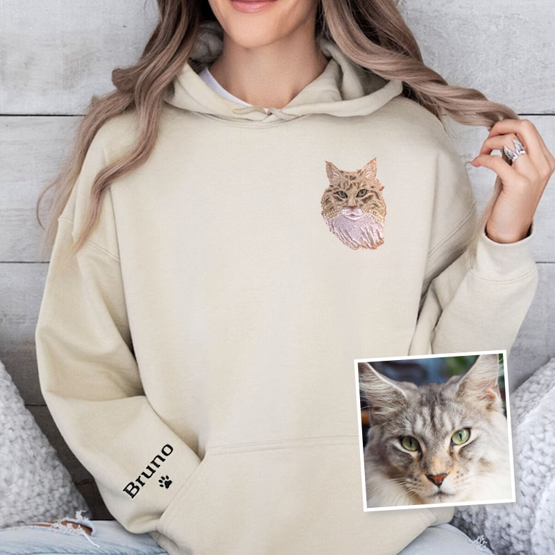 Maine Coon Cat Lover Custom Embroidered Sweatshirt Hoodie T-shirt