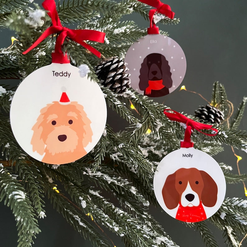 Personalized Christmas Dog Bauble / Christmas Tree Ornament