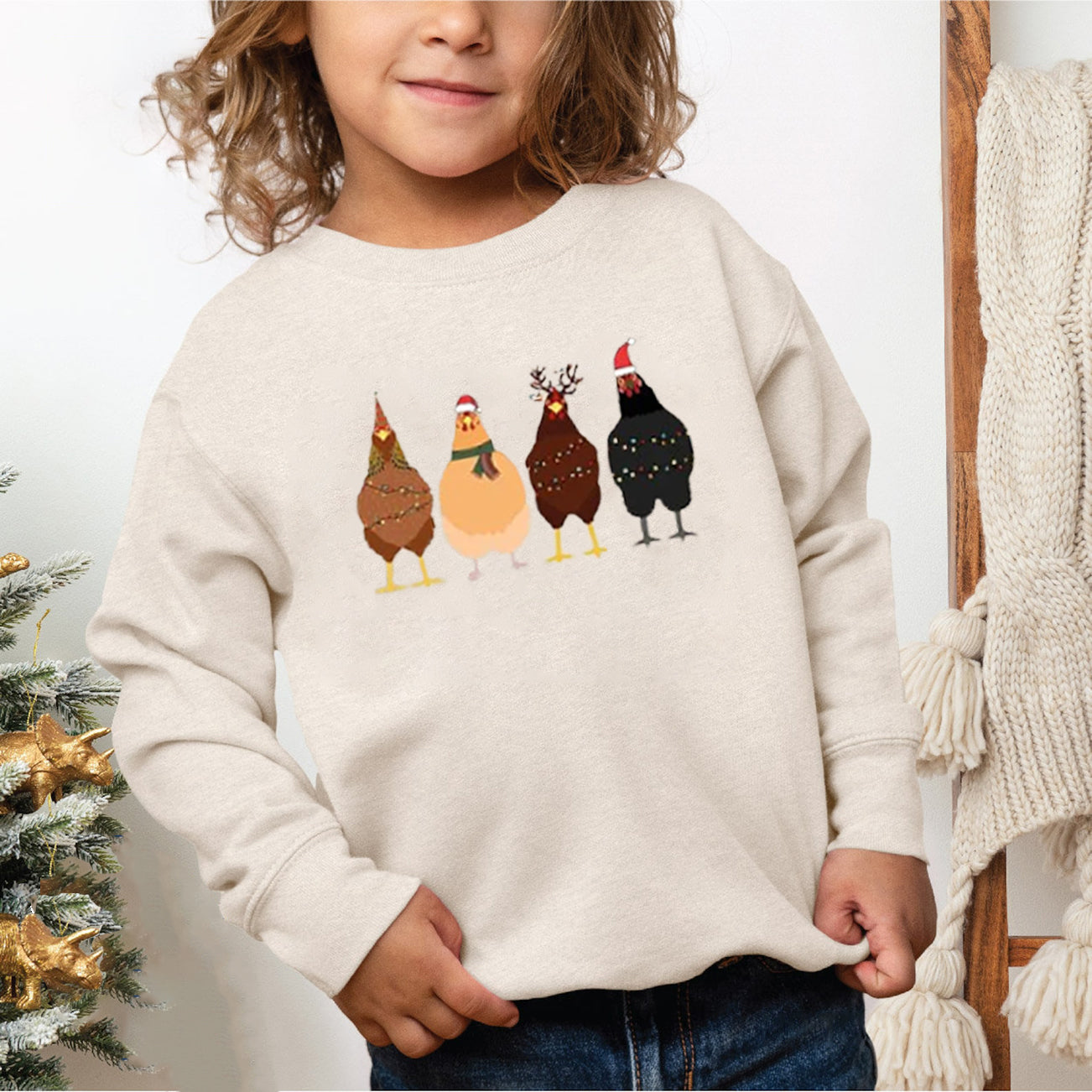 Chicken Farm Animals Ver2 Christmas Sweatshirt For Kids Youth