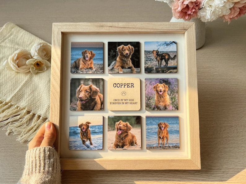 Personalized Dog Photo Frame, Custom Memorial Dog Picture Wooden Frame