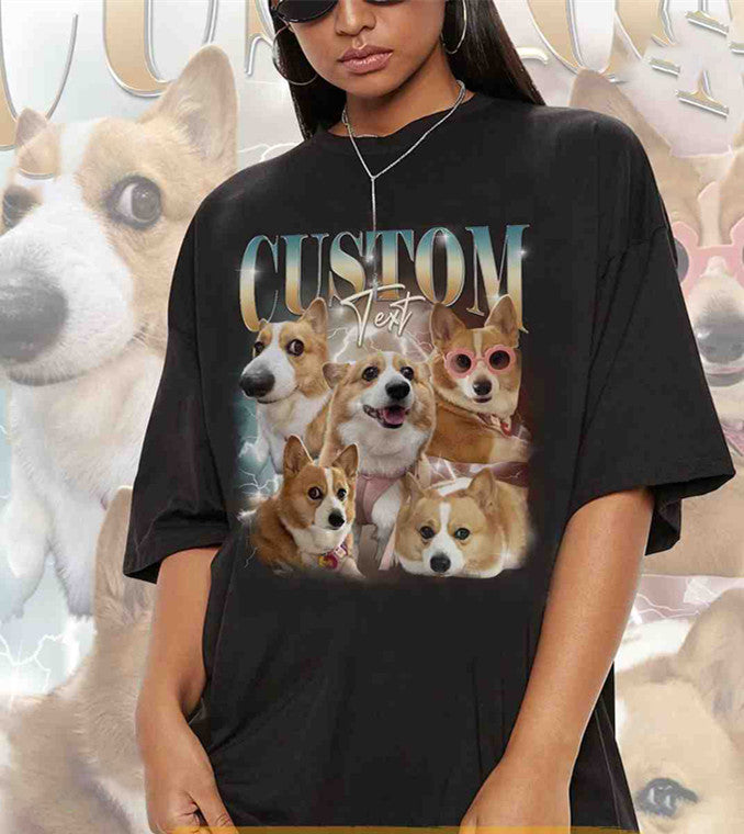 Custom Photos Dog Bootleg Retro 90s Shirt, Custom Pet Photo T-Shirt Sweatshirt Hoodie