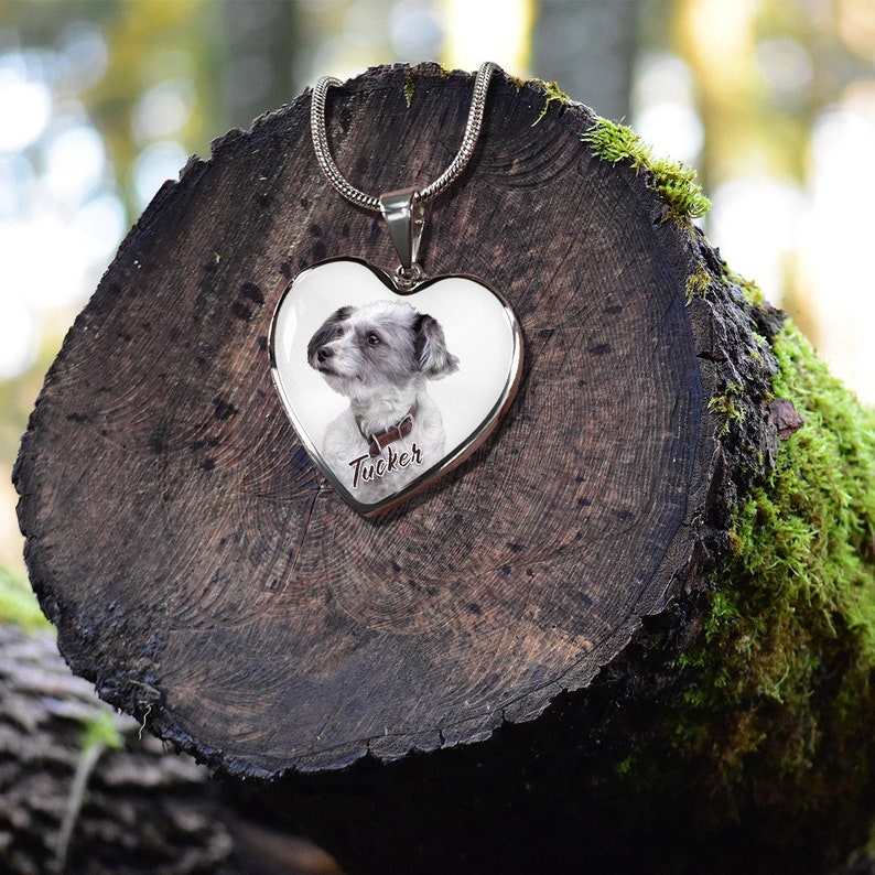 Custom Dog Picture Necklace, Pet Photo Necklace, Personalized Dog Memoiral Jewelry