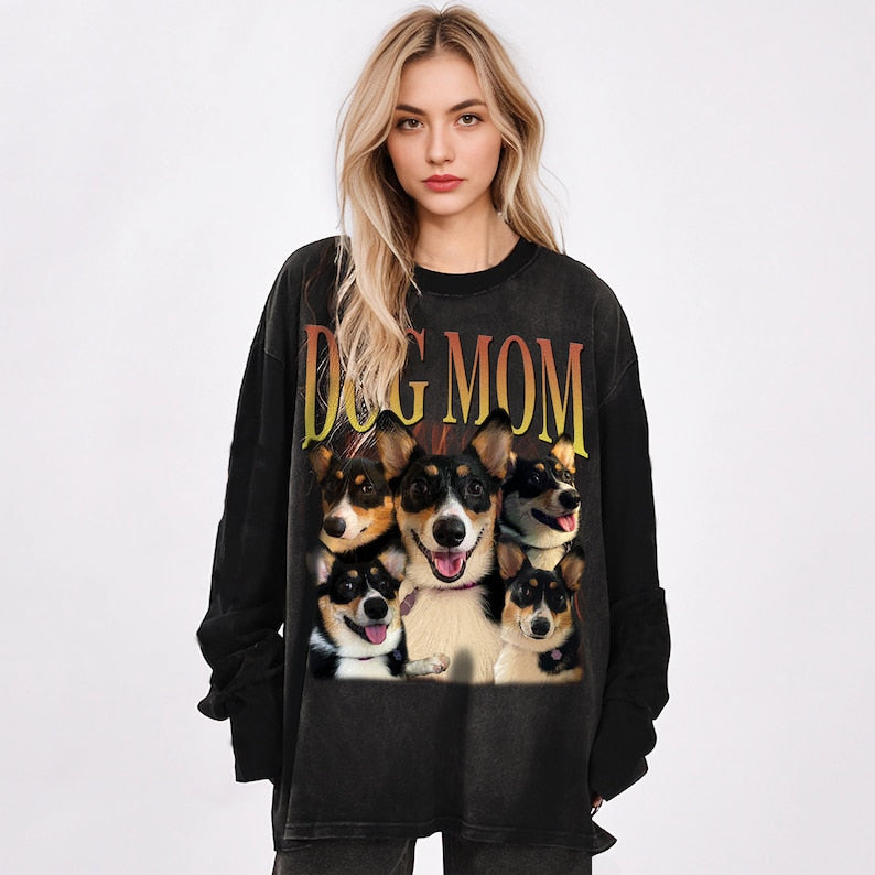 Custom Dog Mom Bootleg Retro 90's Tee Sweatshirt Hoodie