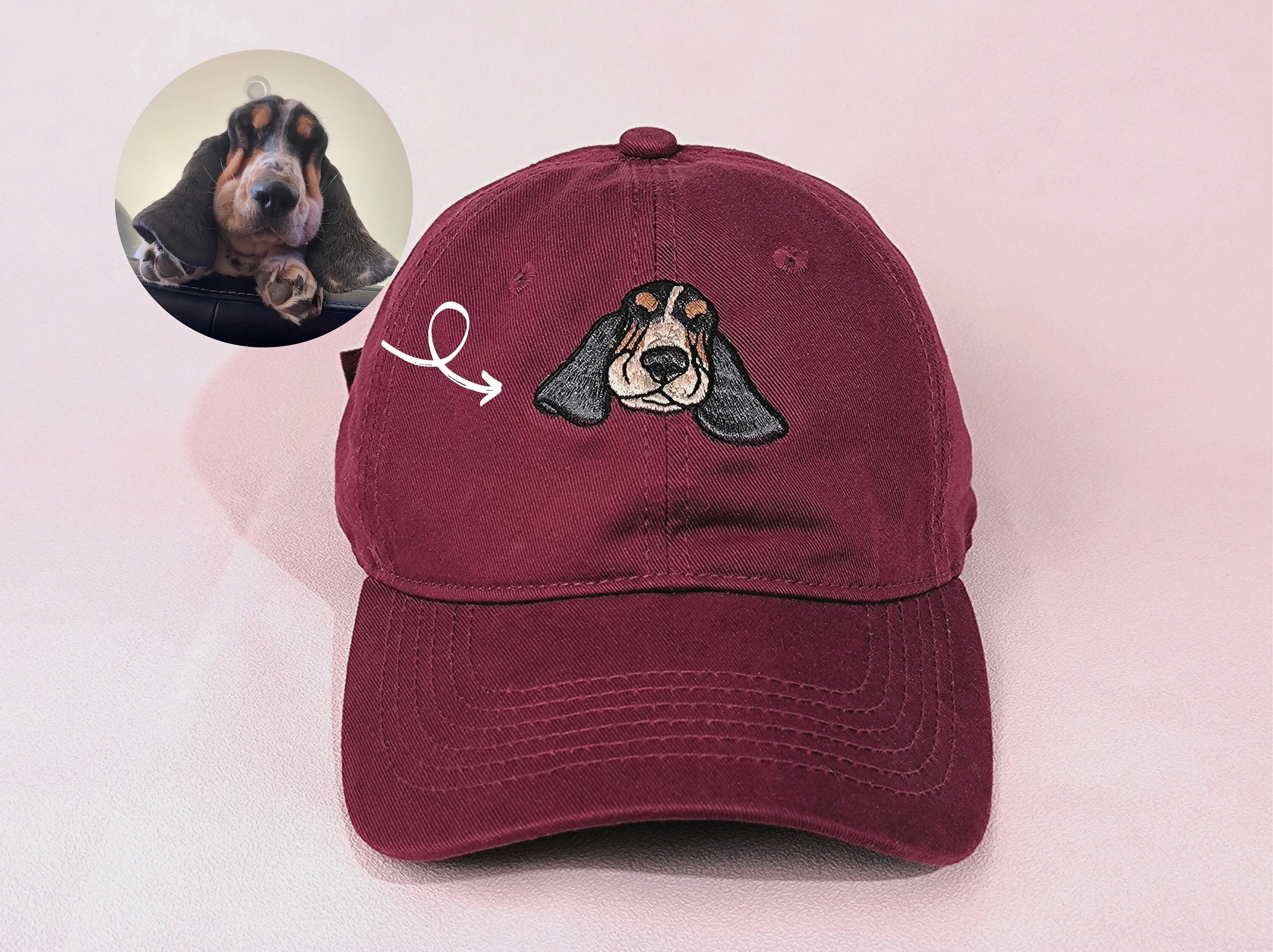 Embroidered Pet Portrait Organic Cotton Baseball Cap