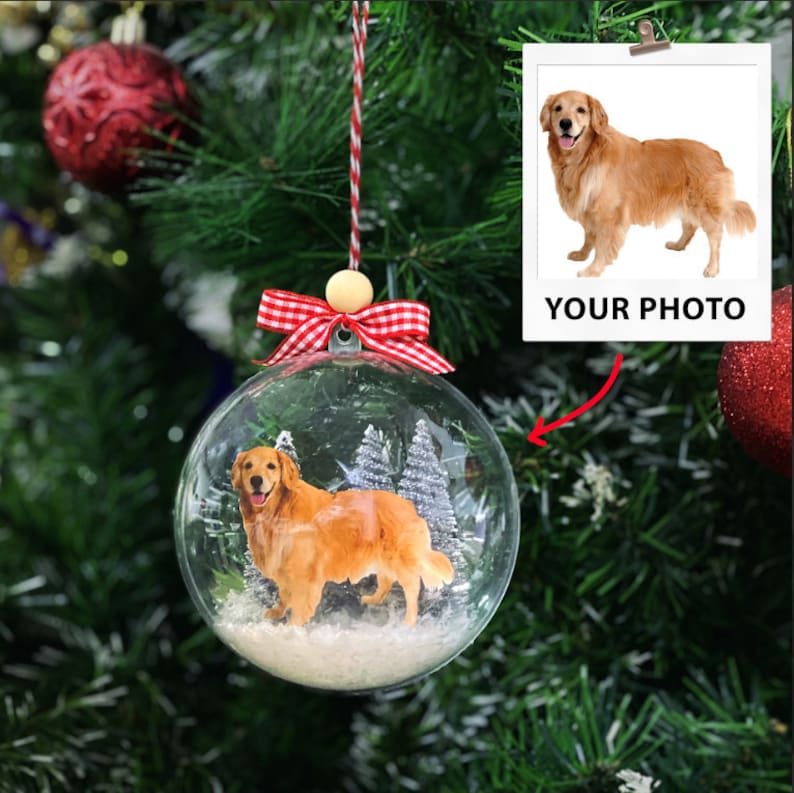 Custom Pet Acrylic Ornament, Custom Pet Photo Globe Ball Ornament, 3D Ball Christmas Ornament