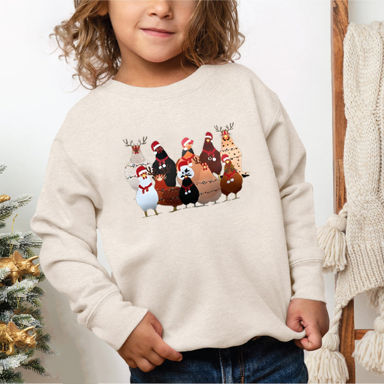 Chicken Farm Animals Ver3 Christmas Sweatshirt For Kids Youth