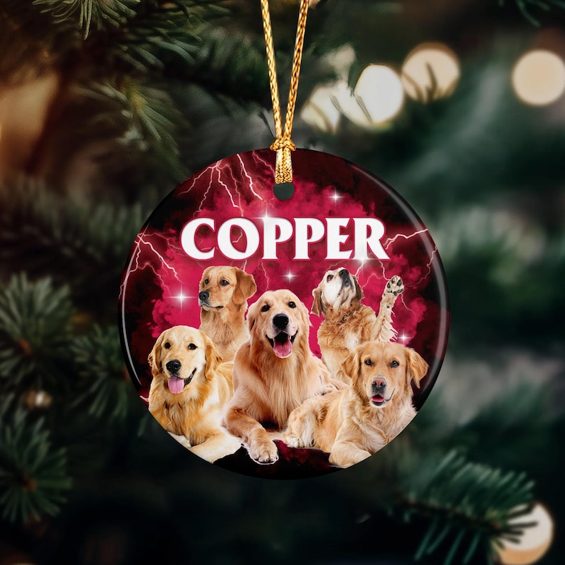 Custom Pet Photos Bootleg Style Christmas Tree Ornament Christmas Gift