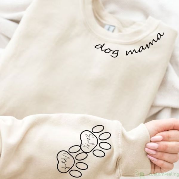 Personalized Dog Paw Printing Sweatshirt Custom Dog Mama Sweatshirt Gift for Dog Mom