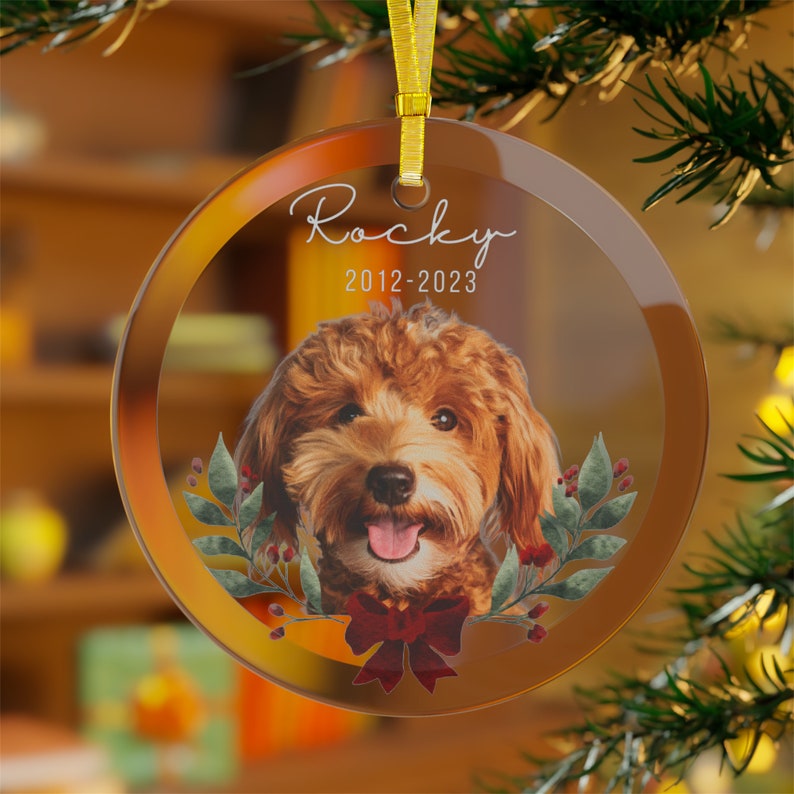 Customized Pet Photo Ornament, Custom Dog Christmas Ornament, Pet Memorial Ornament