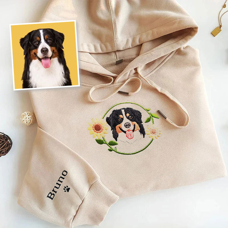 Custom Dog Embroidery Hoodie From Photo, Personalized Dog Sweatshirt