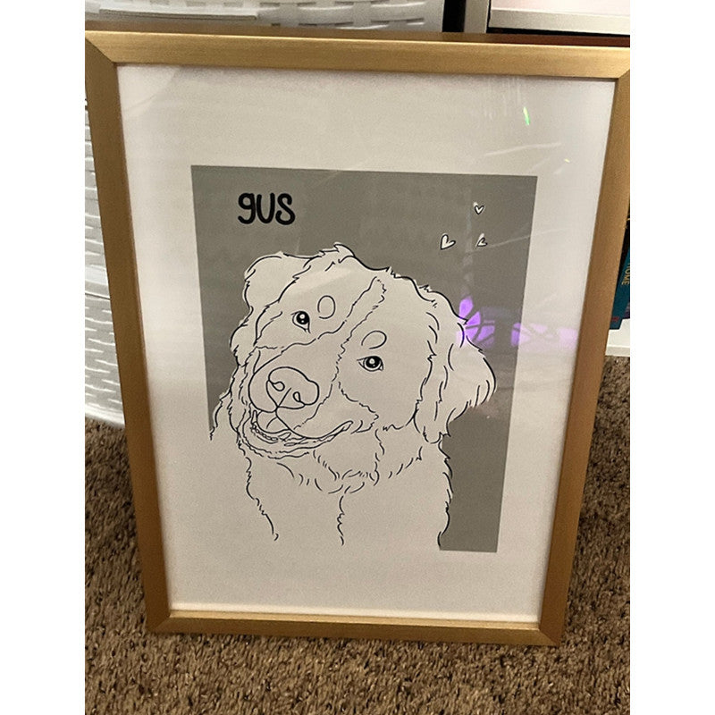 Custom Dog Line Art Portrait, Personalized Pet Canvas Wall Art