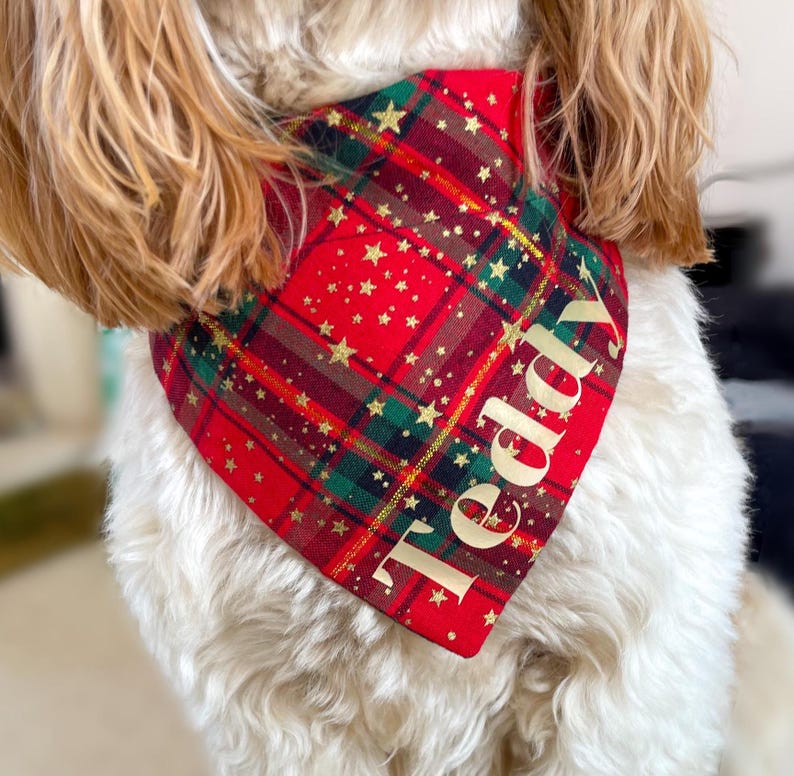 Personalised Dog Bandana Christmas Dog Accessory, Christmas Dog Collar, Christmas Dog Lover Gift