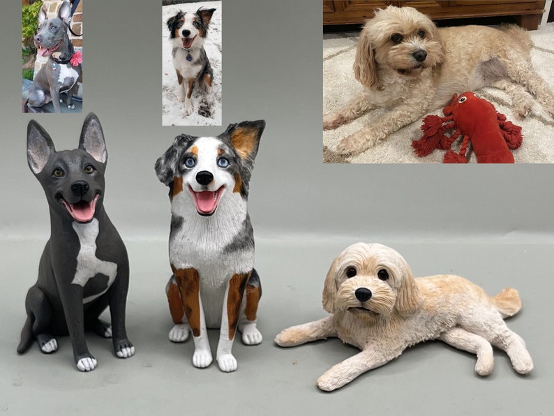 Custom Pets Dog Cat Clay Sculpture, Wedding Cake Topper, Pets Birthday Party Gifts