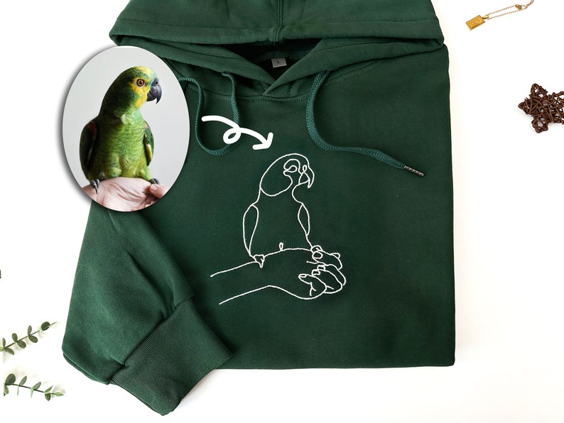 Custom Bird Embroidered Parrot Hoodie T-shirt Sweatshirt