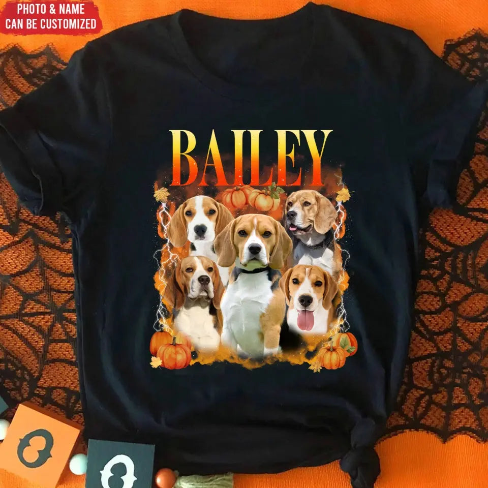 Fall Dog Bootleg Custom Dog Photo - Personalized T-Shirt, Gift for Dog Lover, Fall Gift