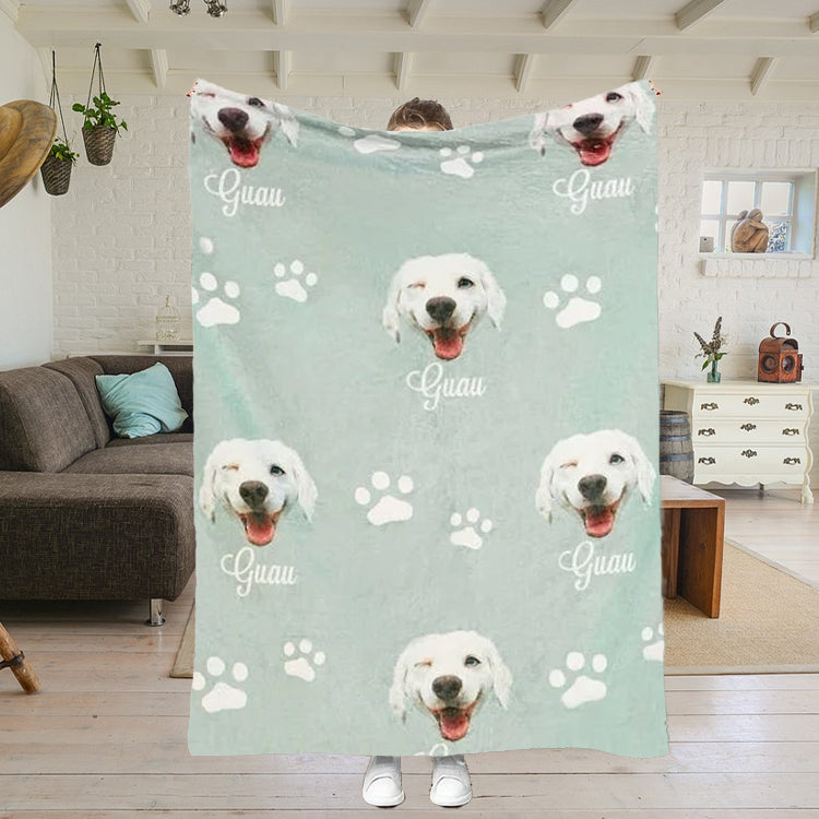 Personalized Dog Blanket with Name Custom Pet Photo Blanket