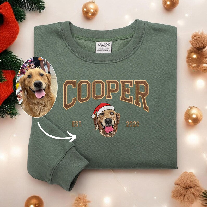 Pet Embroidered Sweatshirt Christmas Dog Embroidered Sweatshirt Hoodie T-shirt Xmas Gift