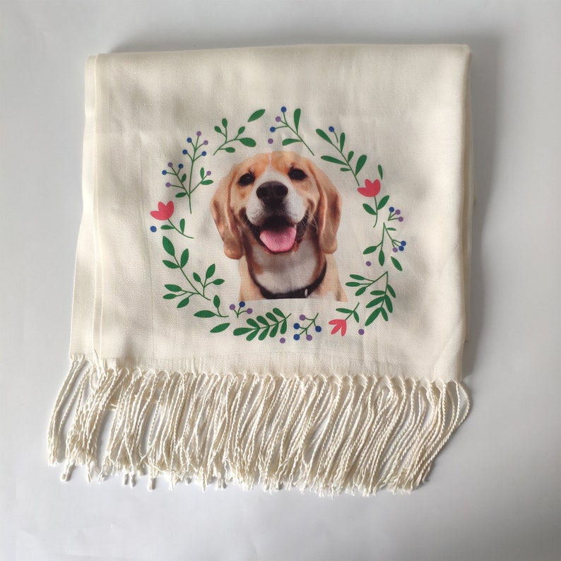 Custom Pet Photo Scarf Flower Scarf, Pets Lover Scarf