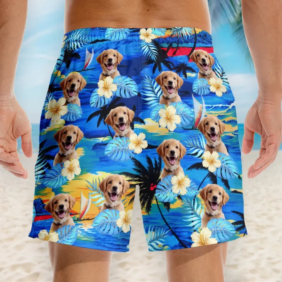 Custom Photo Life Is Better With Sandy Paws - Dog & Cat Personalized Custom Tropical Hawaiian Aloha Men Beach Shorts