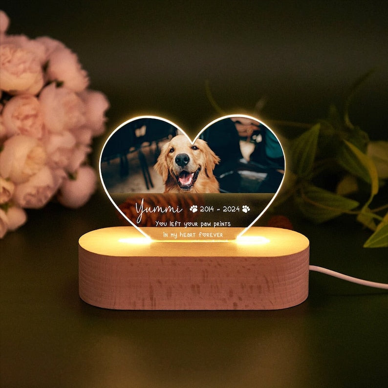 Personalized Pet Memorial LED Night Light,Custom Pet Loss Frame,Pet Photo Light Pet Loss Gift