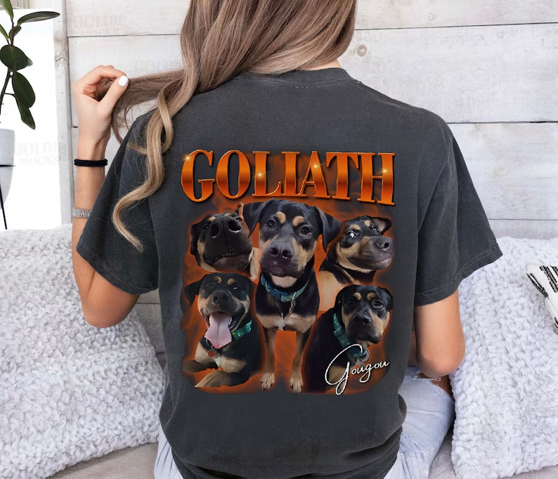 Custom Vintage Pet Photo Printed On Backside Of T-Shirt Sweatshirt Hoodie