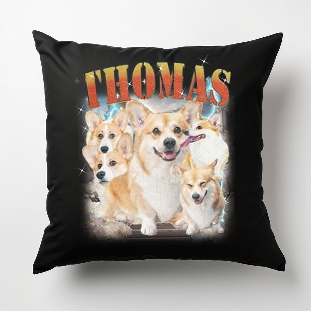 Retro 90s Style Custom Pet Photo Pillow Custom Vintage Photo Pillow