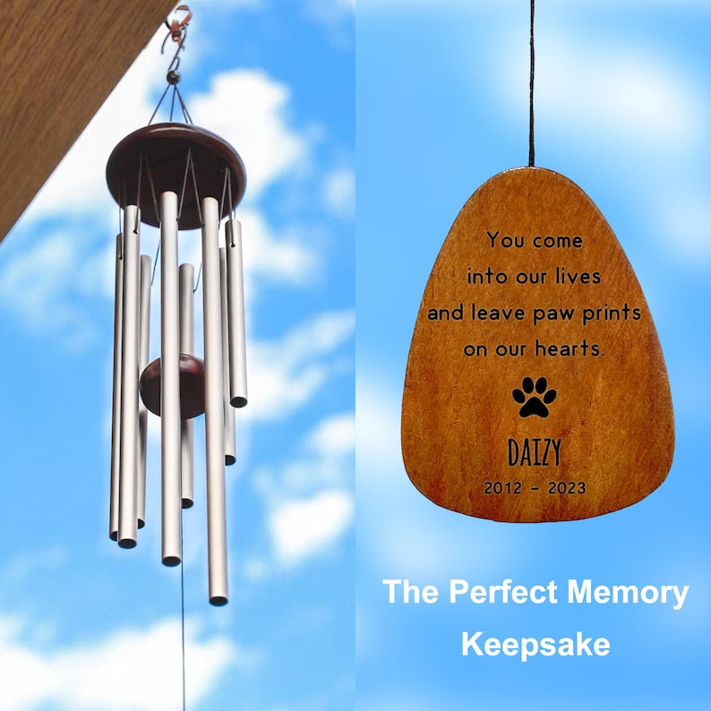 Double Side Personalized Engrave Pet Memorial Wind Chime Pet Loss Gift