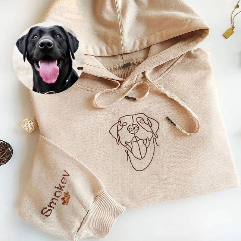 Custom Embroidered Pets Hoodie,Personalised one-line Pet Sweatshirt