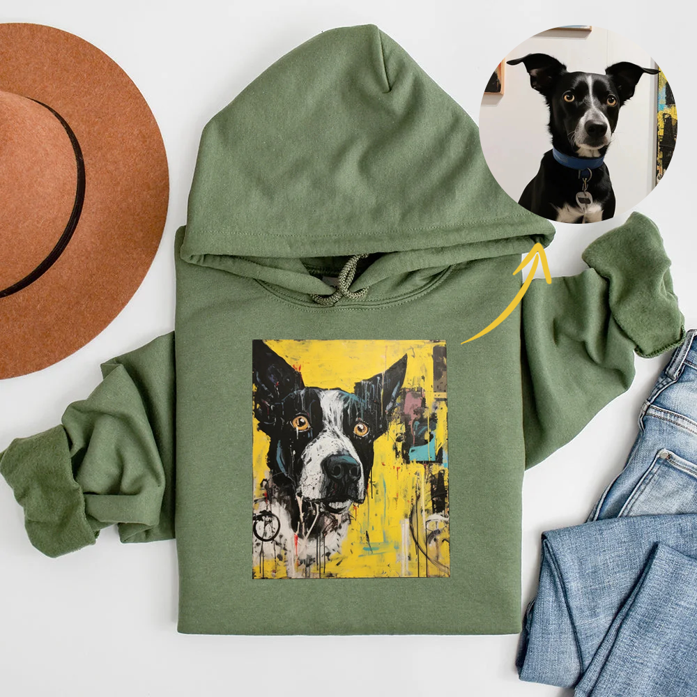 Basquiat Art Custom Pet Photo Dog Hoodie Personalized Print Sweatshirt