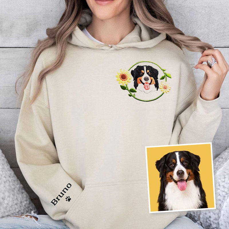 Custom Dog Embroidery Hoodie From Photo, Personalized Dog Sweatshirt