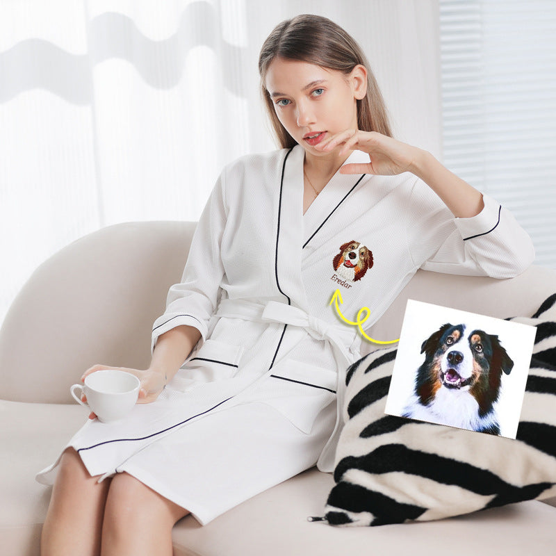 Custom Pet Portrait Embroidered Bathrobe