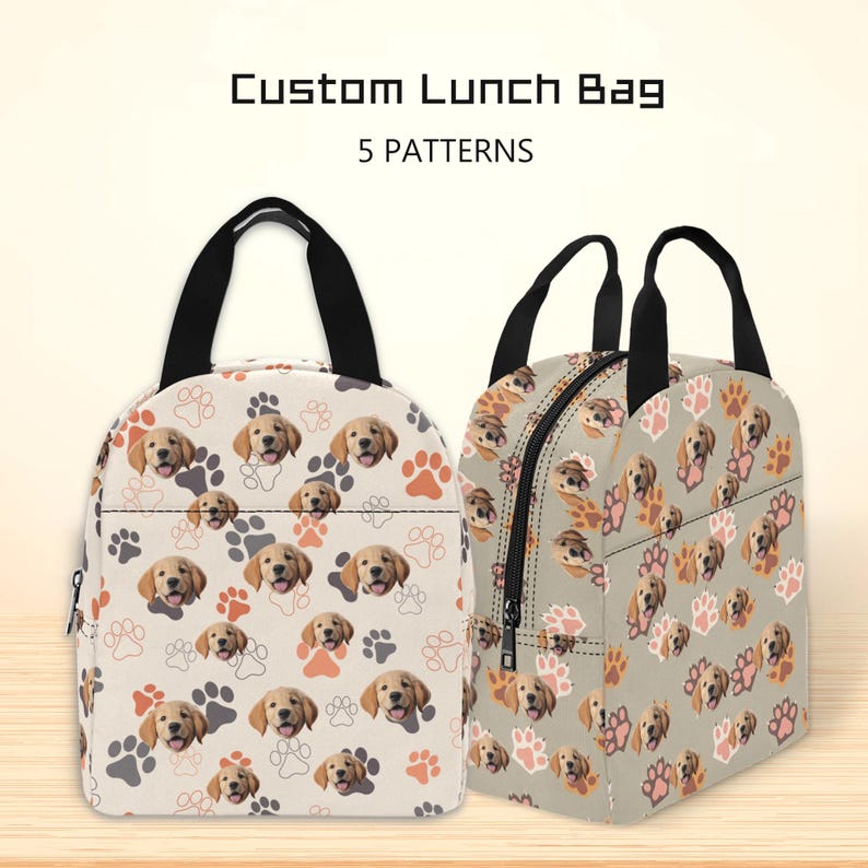 Custom Pet Face Lunch Bag, Personalized Insulated Tote Box