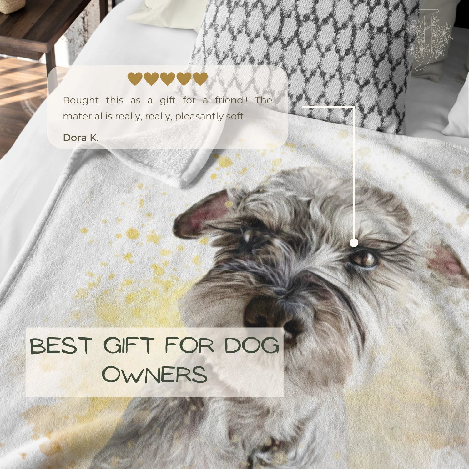 Custom Pet Portrait Blanket, Personalized Dog Photo Throw Blanket