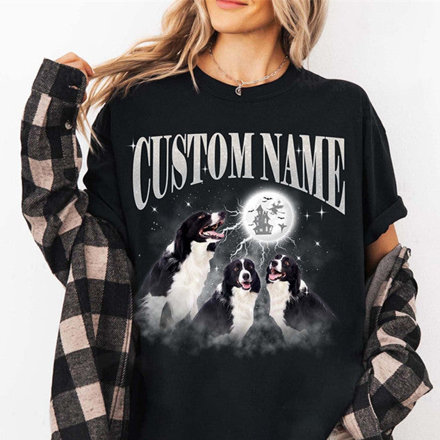 Custom Retro Shirt from Pet Photo,  Moon Shirt, Personalized Halloween T-shirt  Crewneck Hoodie