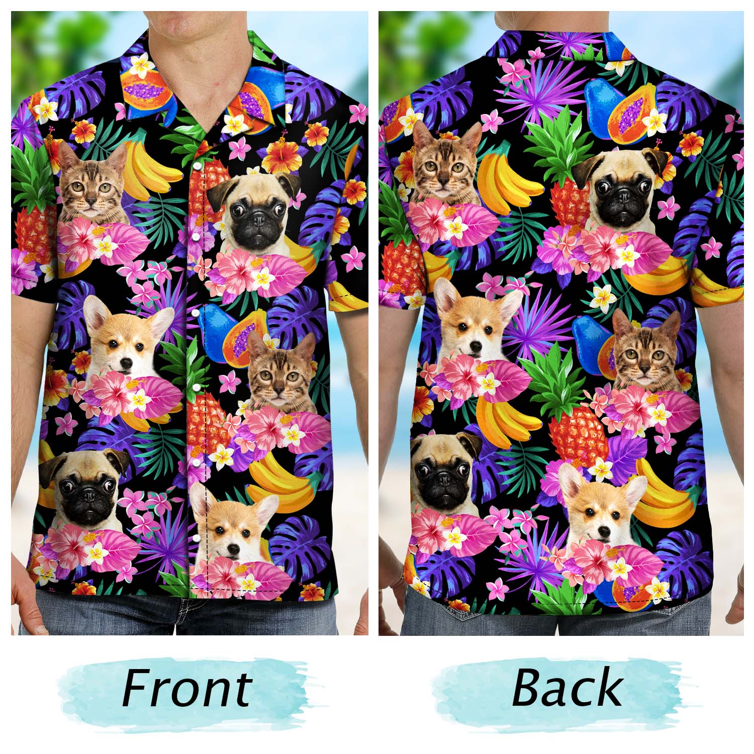 Custom Photo Funny Family Pet Tropical - Personalized Custom Hawaiian Shirt