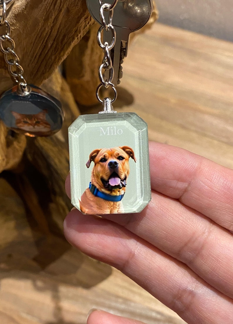 Custom Pet Keyring Personalized Dog Cat Photo Acrylic Keyring Cat Dog Loss Gift