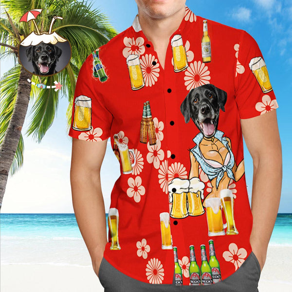 Custom Pet Face Hawaiian Shirt Custom Hawaiian Shirt with Photo Button Down Beach Shirts