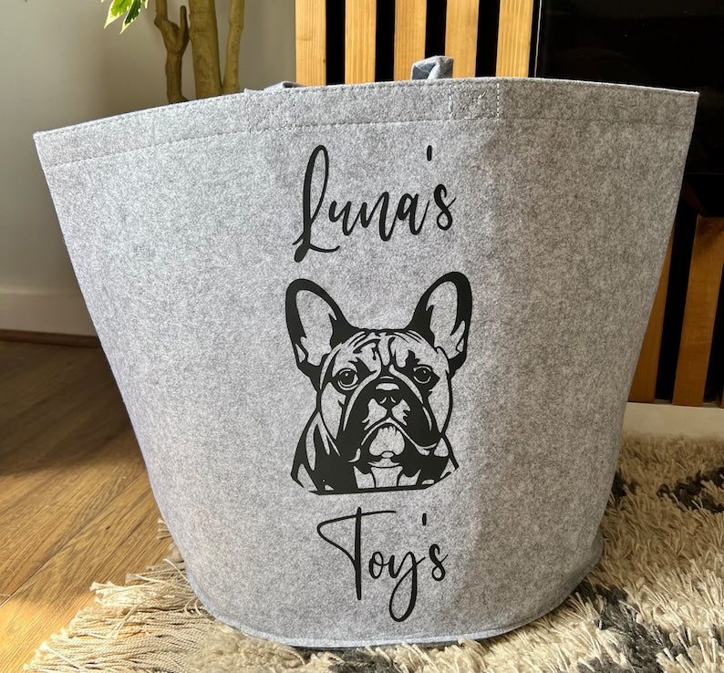 Personalised Dog Toy Storage Bag, Personalised Dog Toy Basket, Gift for Dog Lovers