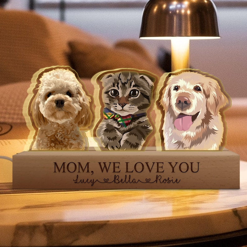 Mothers Day Gifts For Dog Mom, Custom Dog Portrait 3D LED Light