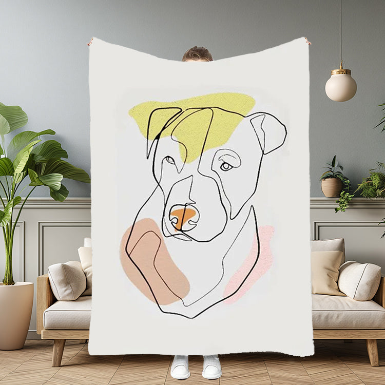 Custom Pet Line Art Blanket