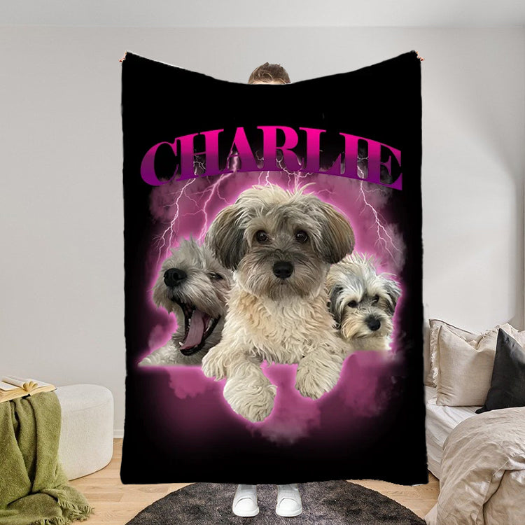 Personalized Pet Portrait Vintage Blanket