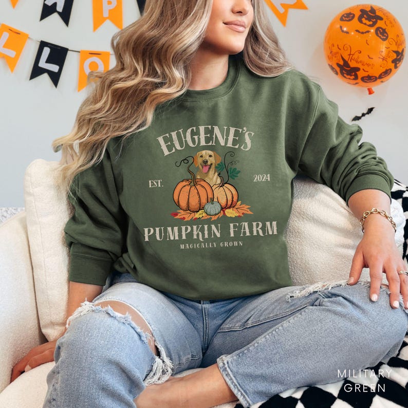 Custom Dog Sweatshirt Pumpkin Farm Personalized Crewneck Hoodie for Pet Owner