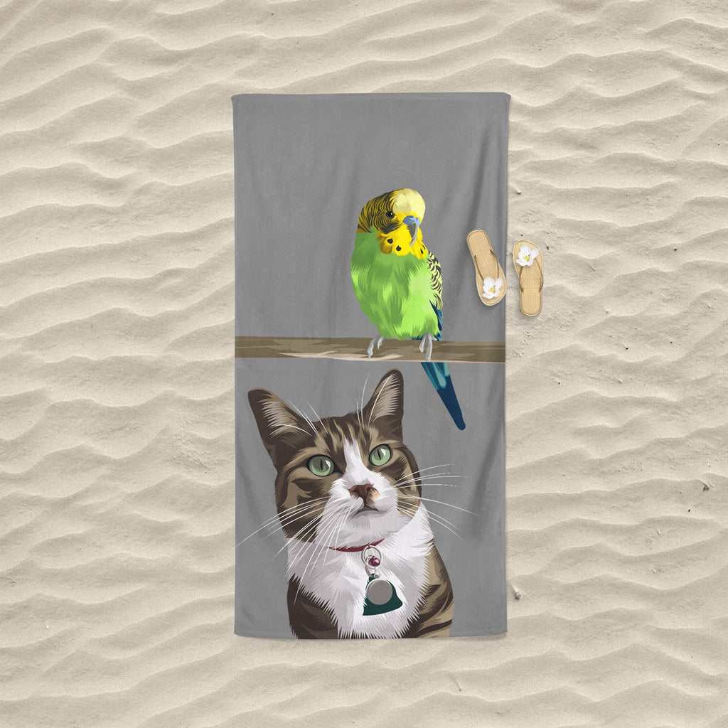 Custom Pet Photo Beach Towel, 1-3 Pets