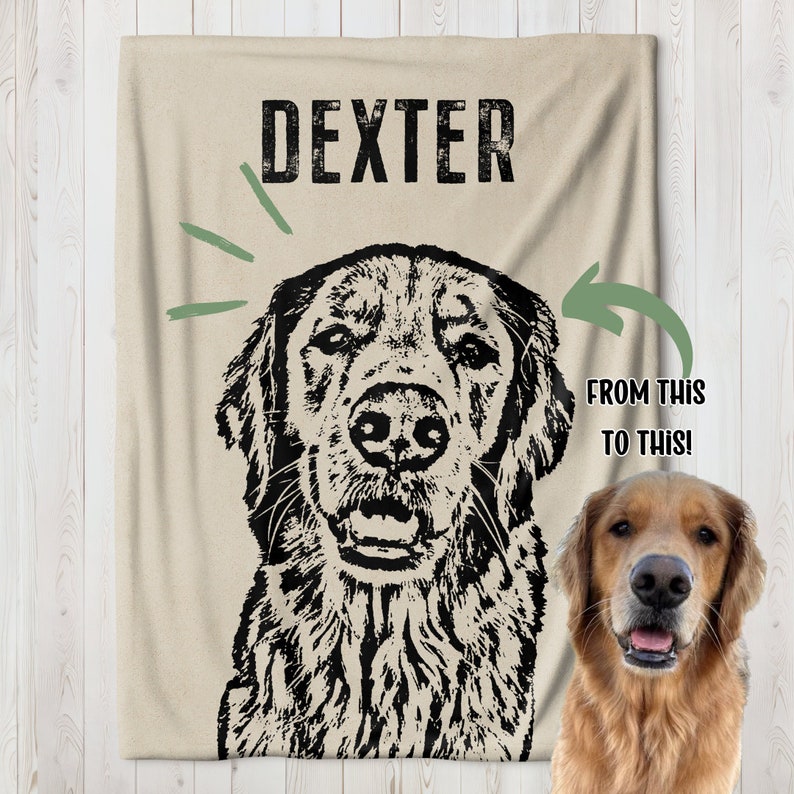 Custom Pet Throw Blanket Dog Portrait Blanket