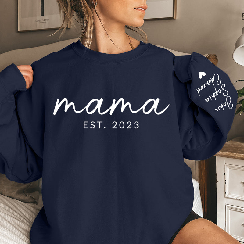 Wife Mom Boss - Family Personalized Custom Unisex Sweatshirt With Design On Sleeve