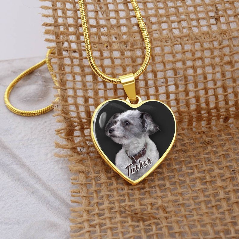 Custom Dog Picture Necklace, Pet Photo Necklace, Personalized Dog Memoiral Jewelry