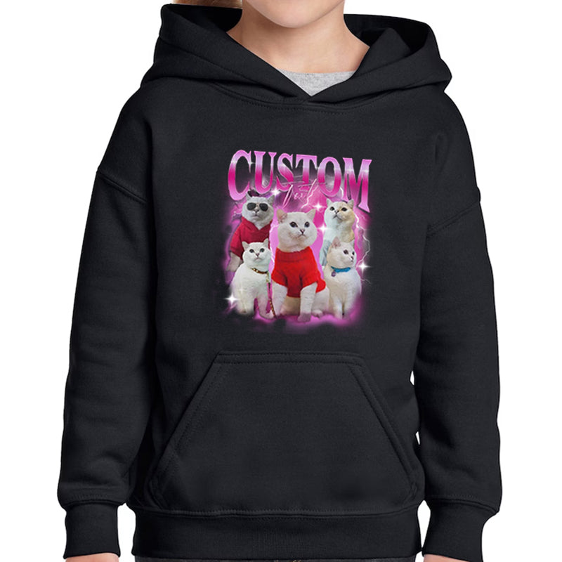 Custom Cat Dog Pet Vintage Unisex T-Shirt, Personalize Bootleg Retro 90's Tee Hoodie Sweatshirt For Kids