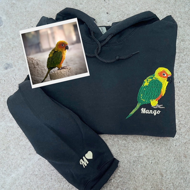 Custom Pet Sweatshirt with Photo, Personalized Pet Portrait Sweatshirt, Pet Face Embroidery